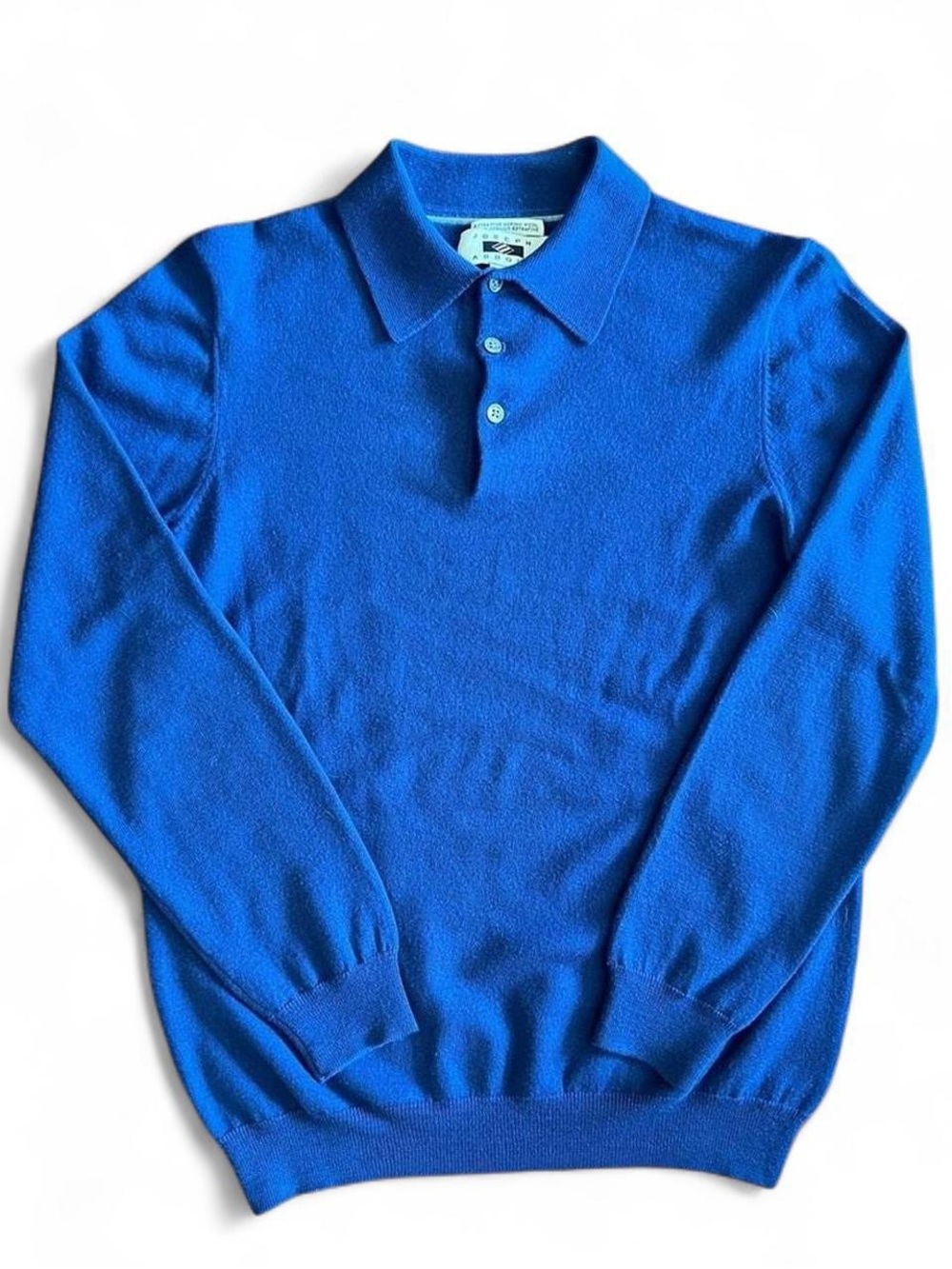 Joseph Abboud Royal Blue Merino Wool Polo Sweater Quiet Luxury Sz L